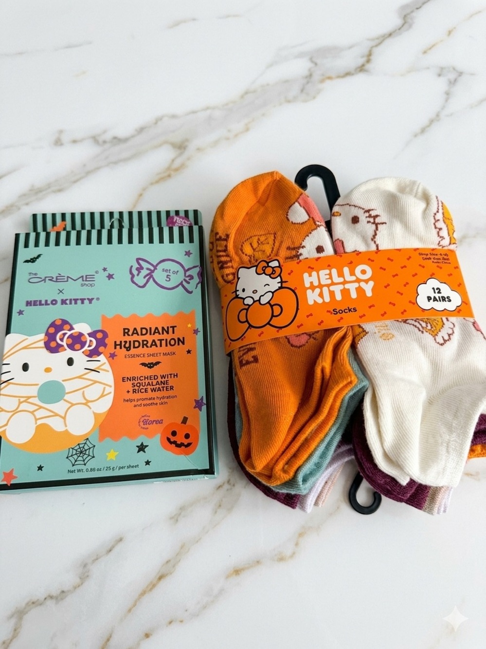 Hello Kitty ladies  No-Show Socks 12 pack and The crème shop face masks!